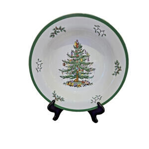 Spode Christmas Tree Rimmed Serving Bowl England 11 3/4''
